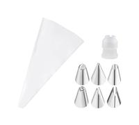 Juego multifuncional de herramientas for decorar pasteles: manga pastelera silicona con boquilla acero inoxidable reutilizable(White 8pcs)