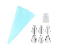 Juego multifuncional de herramientas for decorar pasteles: manga pastelera silicona con boquilla acero inoxidable reutilizable(Blue 8pcs)
