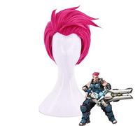 Juego Overwatch OW Zarya Cosplay Pelucas Rose Red Short Back Warp Pelo sintético Resistencia al calor Fibe Role Play Peluca