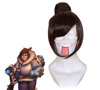 Juego OW Mei 30cm Corto Rojo Marrón Resistente al calor Pelo sintético Cosplay Accesorios Prop Fiesta de Halloween + Gorra de peluca gratis