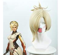 Juego Ow Mercy Pelucas para mujeres Rubia Cola de caballo Pelo sintético resistente al calor Angela Ziegler Mercy Disfraz Cosplay Peluca