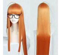 Juego P5 Persona5 Futaba Sakura 100cm largo recto naranja Cosplay peluca completa Halloween Cosplay disfraz peluca de pelo + pista + gorra