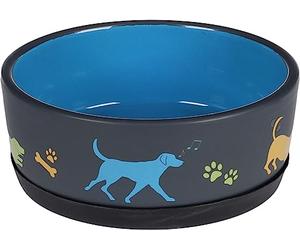 Juego para la Comida y el Agua del Perro Corri cerámico Azul Redondo Antideslizante 500 ml 14 x 5,5 cm