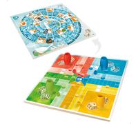 Juego Parchís y Oca de Madera Reversible 2 en 1, 27x5,3x27 Cm, Madera Natural