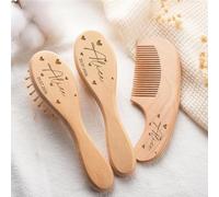 Juego Personalizada De Cepillos Y Peines Para Bebés, Cepillo Para El Cabello Para Recién Nacidos De Madera Grabado Personalizado Con Nombre, Regalo De Recuerdo Para Recién Nacidos