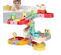 Juego Pista Agua Ducha - Juguete Bañera Niños Tobogán Bolas | Juguetes Interactivos Bebé Hora Baño - Puzzle Ensamblaje Tema Dinosaurio Ciudad para Pequeños Baño Regalo Hogar