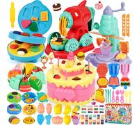 Juego Plastilina, 104 Piezas Herramientas para Niños Incluyen Hamburguesas, Helados, Fideos Y Pastelera Set Plasticina, Cocina Creaciones Juego Moldes Plastilina Niños 2 Años para 3 4 5 6 7 8