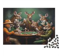 Juego Póker Animal Rompecabezas Difícil 1000 Piezas Adultos Ciervo Póker Jugadores Mesa Premium Grueso Resistente Vibrante Desafiante Alivio Estrés 38x26cm/1000pcs