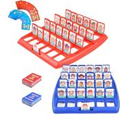 Juego Portátil de Adivinanza, Quién es Divertido Juego de Mesa, Quién es Quién, Adecuado para el Clásico Juego de Mesa Funny Family Guessing Games Kids Children Toy Gift, Versión Inglesa (Azul)