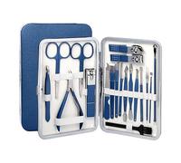 Juego portátil de cortaúñas y herramientas de belleza, kit de pedicura profesional de acero al carbono 19 en 1, kits de aseo profesional, herramientas de cuidado de uñas con lujoso estuche de viaje