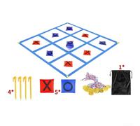 Juego portátil plegable gigante Tic-Tac-Toe de 4 x 4 pies, césped al aire libre, patio, playa, camping, coordinación ojo-mano, niños y familia (H)