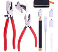 Juego profesional de cortador de cristal - Pinzas profesionales para romper cristales y juntas con cortador manual, 2 cabezales de corte de repuesto, bolsa de tela, adecuado para cristal grueso,