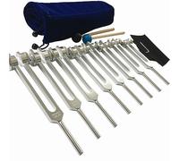 Juego profesional de diapasón de chakras, instrumento de percusión especial para sanación por sonido con bolsa de terciopelo y mazo de goma, ideal para yoga, meditación y sintonización de biocampos (