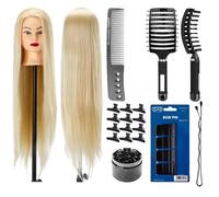 Juego profesional de entrenamiento de peluquería con cabezal de entrenamiento Gabbiano, peine Toni&Guy, cepillo, pinzas, gomas para el pelo y horquillas