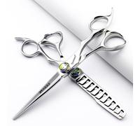 Juego profesional de tijeras de corte de pelo de 6/6,8 pulgadas, tijeras de peluquero de acero inoxidable 440c, Corte afilado y preciso (6 pulgadas - 2pc-F)