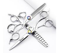 Juego profesional de tijeras de corte de pelo de 6/6,8 pulgadas, tijeras de peluquero de acero inoxidable 440c, Corte afilado y preciso (6 pulgadas - 3pc-G)