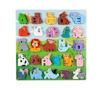 Juego Puzzle Letras Animales - Juguete Madera | Abecedario 3D Educativo para Niños, Niñas, Desarrollo Cognitivo, Coordinación Mano-, Aprendizaje Divertido, Seguro, Creativo, Duradero