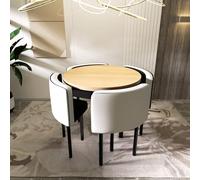 Juego redondo de cuento de comedor con un cuento y cuatro sillas que cubren un área de 200 ㎡ Comfortale Sentado, ideal para el hogar, cocina, restaurante y otras escenas, silla, color blanco sin