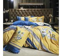 Juego Retro Seda Que Queen Size Piezas Ropa Cama Suave con edredón sábanas 2 Fundas de Almohadas en Toda la Temporada Cubierta década Liviana SE (Color: c) (b)