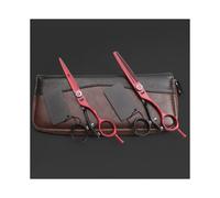 (Juego rojo) Tijeras profesionales de peluquería de 6,0 pulgadas, Japón 440C, tijeras de barbero originales