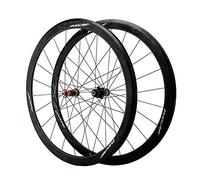 Juego Ruedas Bicicleta Carretera 700 Cubo Fibra Carbono Llantas Aleación Doble Pared Delanteras Traseras Rodamiento Sellado C/V QR 7-11 Velocidad (Color : A)