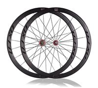 Juego Ruedas Bicicleta De Carretera 700C Freno V Liberación Rápida Rueda Delantera Y Trasera 40 Mm Profundidad Llantas De Aleación Aluminio Buje Rodamiento Fibra Carbono 16/21H(Red hub)