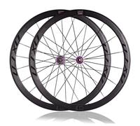 Juego Ruedas Bicicleta De Carretera 700C Freno V Liberación Rápida Rueda Delantera Y Trasera 40 Mm Profundidad Llantas De Aleación Aluminio Buje Rodamiento Fibra Carbono 16/21H(Purple hub)