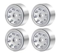 Juego Ruedas RC para Axial para SCX24 90081 AXI00001 AXI00002 1/24 4 Piezas para Llantas De Rueda De Metal Beadlock De 1,0'' Plateadas Accesorios para Coche Y Camión RC(Type 5)