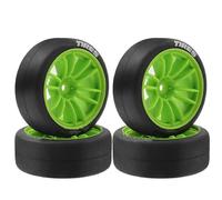 Juego Ruedas RC Para Tamiya Para TT01 Para TT02 XV01 PTG-2 Para Kyosho Para HPI Para HSP 1/10 4 Piezas 65 Mm Neumático Rígido Para Derrapes Rueda RC Carretera Para Turismo Coche(Green)