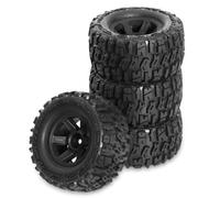 Juego Ruedas RC para Traxxas para E-Revo para MJX 16207 16208 para HBX 1/16 4 Piezas 90 Mm RC Monster Truck Neumáticos Ruedas 12 Mm Hex Piezas De Actualización Todoterreno para Buggy(Black)