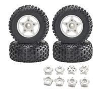 Juego Ruedas RC Para Traxxas Para Slash Para Arrma Para Senton Para Vkar SCTX10 Para HPI 1/8 1/10 4 Neumáticos Camión Recorrido 109Mm Con Rueda Hexagonal 12 14 17 Mm Coche RC(White)