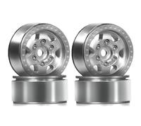 Juego Ruedas RC para Traxxas para Trx4-m para Bronco para Defender para Axial para Scx24 para FMS 1/18 4 Piezas 1.0'' Ruedas Metal Beadlock Actualización Llanta para Cubo RC Crawler Car(Silver)