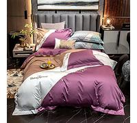 Juego sábanas Cama Sets Doble satén Completa Conjunto Cubierta edredón de Piezas Suave y Sedosa en Toda la Temporada （Sheets+Quilts+Almohadas 2） (D Rey)