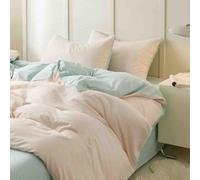 Juego Sabanas Verano Sábanas Cama Algodon 4 Piezas Funda De Almohada Funda De Edredón Algodón De Fibra Larga 60 Hilos Proceso De Teñido Reactivo (Pink,2.0m)
