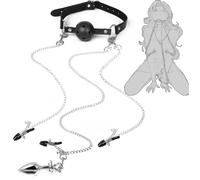 Juego sexual for adultos, juego de Bondage Bdsm, cadena de Metal, abrazaderas for pezones, mordaza for la boca, tapón Anal de Metal, ataduras SM for adultos for mujeres(Anal plug)