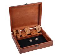 Juego Shut The Box de WE Games con 12 n meros en una caja de madera de estilo antiguo con tapa y pestillo de lat n.