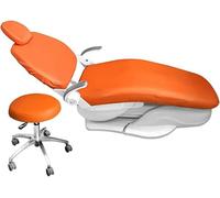 Juego Silla Dental, 4pcs/Set Protector Completo Sillón Dental Cubierta Avanzada Seda de Leche + Impermeable Película Compuesta Material Impermeable, para Sillón Dental, Asiento, Reposacabezas(Orange)