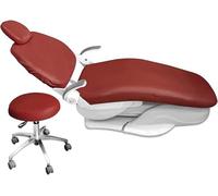 Juego Silla Dental, 4pcs/Set Protector Completo Sillón Dental Cubierta Avanzada Seda de Leche + Impermeable Película Compuesta Material Impermeable, para Sillón Dental, Asiento, Reposacabezas(Red)