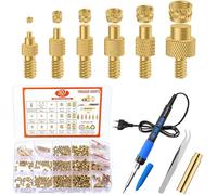 Juego Soldador Estaño Pantalla LED, Kit Soldadura Estaño Puntas Soldadores 90W Temperatura Ajustable, Insertos Roscados 300 Piezas Tuercas Fusión M2 M2,5 M3 M4 M5 M6, para Uso Diversamente Reparado