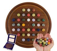 Juego Solitario, Juego de mármol de Lujo Grande de 12.6 Pulgadas, Tablero de ajedrez de Madera sólida, Juegos de Juegos de Viaje, Piezas de ajedrez de Piedra de Cristal Natural