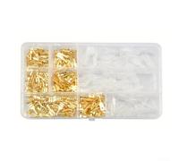 Juego surtido de conectores de crimpado dorados de 270 piezas, terminales eléctricos, horquilla, anillo, conector de alambre, 2,8 mm, 4,8 mm, 6,3 mm