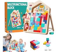 Juego Tetris, rompecabezas de madera, 40 bloques, rompecabezas de madera, juego de rompecabezas, interacción padre-hijo, Montessori madera Tetris, ayuda para iluminar a los niños
