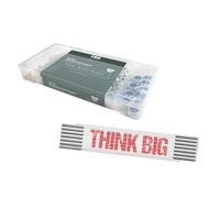 Juego TOX con tuercas de seguridad (195 uds) + metro THINK BIG 3 m, tuercas con anillo plástico en 6 tamaños y caja de transporte, 094909155