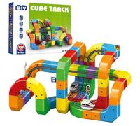 Juego Tren Eléctrico Pista Carreras Flexible | Juego Trenes Navideños Magnéticos Cube Track | Bloque Rieles Mágicos 51/81/123 Piezas | Diseños Integrados 3D Y Juguete Construcción (123PCS)