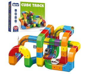 Juego Tren Eléctrico Pista Carreras Flexible | Juego Trenes Navideños Magnéticos Cube Track | Bloque Rieles Mágicos 51/81/123 Piezas | Diseños Integrados 3D Y Juguete Construcción (123PCS)