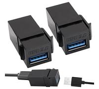 Juego Usb Keystone Jack Cointer - Juego De Adaptadores De Paneles Hembra De Hembra Usb 3.0 | Extensión USB De Pared Para Oficina, Hogar, Hotel, Dormitorio, Apartamento | Kit Conector De Pared