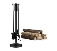 Juego utensilios chimenea set de herramientas para fuego 4 piezas negro