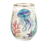 Juego Vasos Vidrio Transparente Para Beber 350 ml Diseño Animal Marino