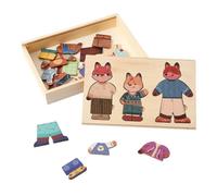 Juego Vestir Animales Diseño,Muñecas De Vestir - Rompecabezas de Madera para Aprender a Asociar Trajes y Accesorios Juego de Rol Viaje Escuela de Kindergarten