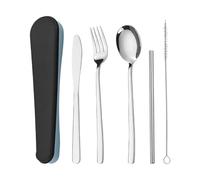 Juego Viajero de Cubiertos | Kit de vajilla de acero inoxidable | Set Utensilios Reutilizables - Para mochileros escuela campamento viajes oficina picnic almuerzo al aire libre y más